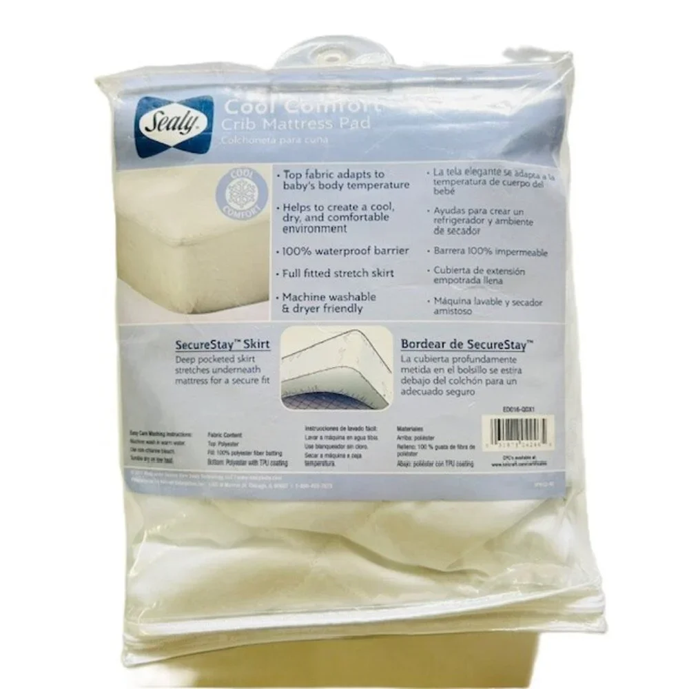 Sealy Cool Comfort Crib Mattress Pad 100% Waterproof 52 x 28 in ED016-QDX1